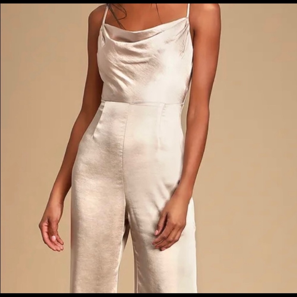Champagne satin jumpsuit